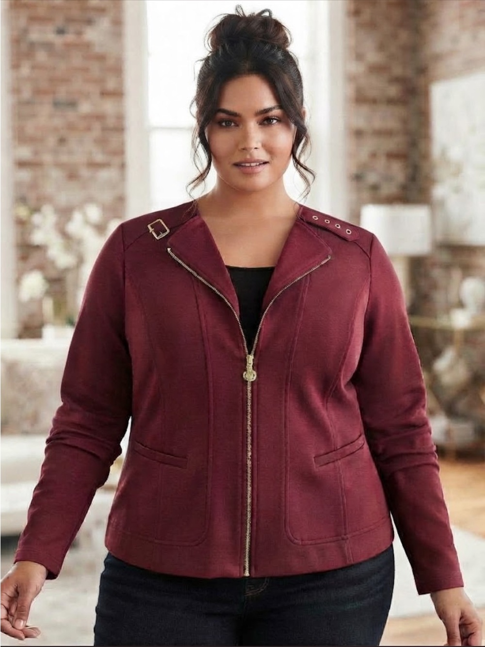 torrid NWT Burgundy Ponte Moto Zip Jacket